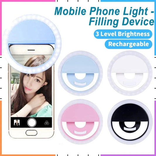 Portable Rechargeable Mini LED Ring Light – 36 LED Selfie Light for Smartphones | Clip-On Fill Light for TikTok, Video Calls, Photography & Live Streaming